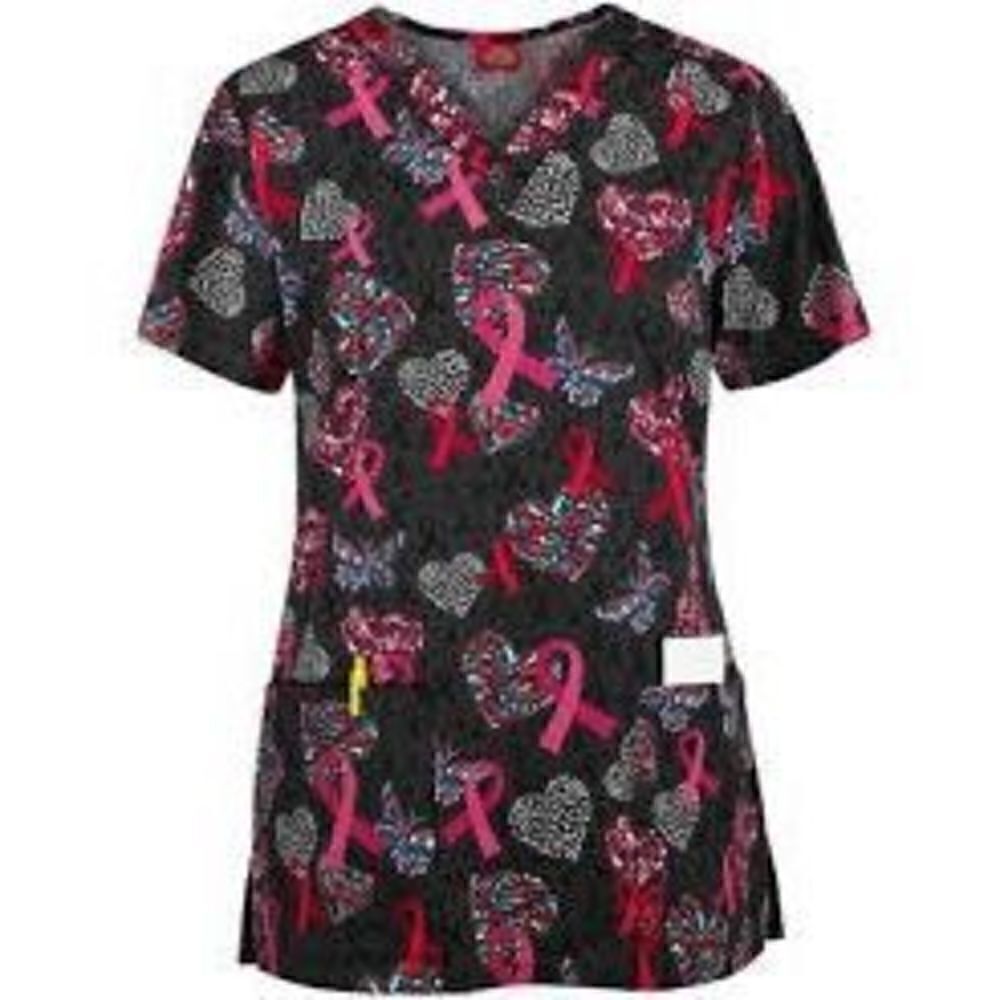 Dickies EDS Speck-tacular Love size xs 2-Pocket V-Neck Print Scrub Top